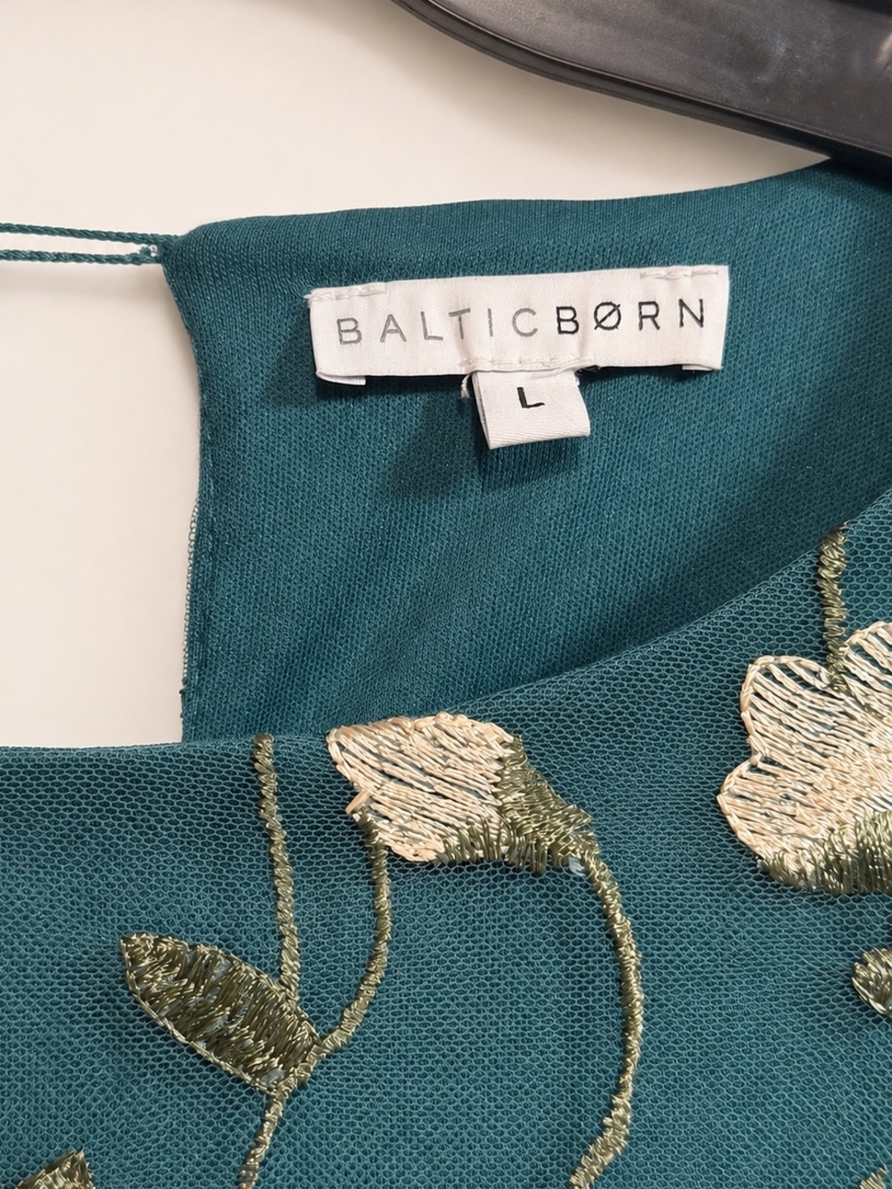Baltic Born Teal Embroidered Floral Tulle Dress - Picture 3 of 9